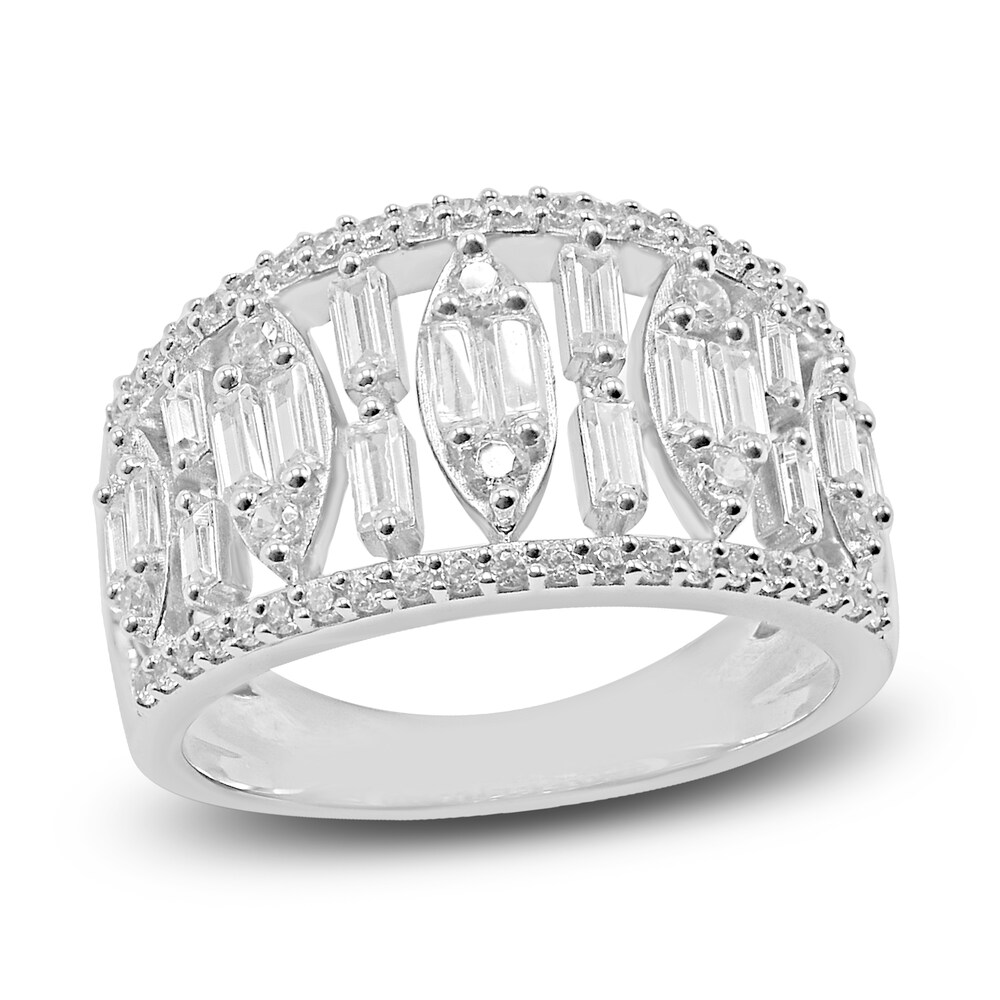 Diamond Ring 1 ct tw Round/Baguette 14K White Gold bqdEdSf2 Diamond Ring 1 ct tw Round/Baguette 14K White Gold bqdEdSf2
