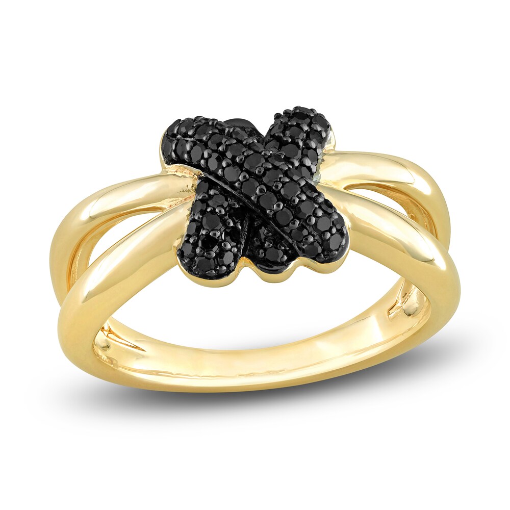 Black Diamond Knot Ring 1/4 ct tw Round 14K Yellow Gold bv9W12xP Black Diamond Knot Ring 1/4 ct tw Round 14K Yellow Gold bv9W12xP