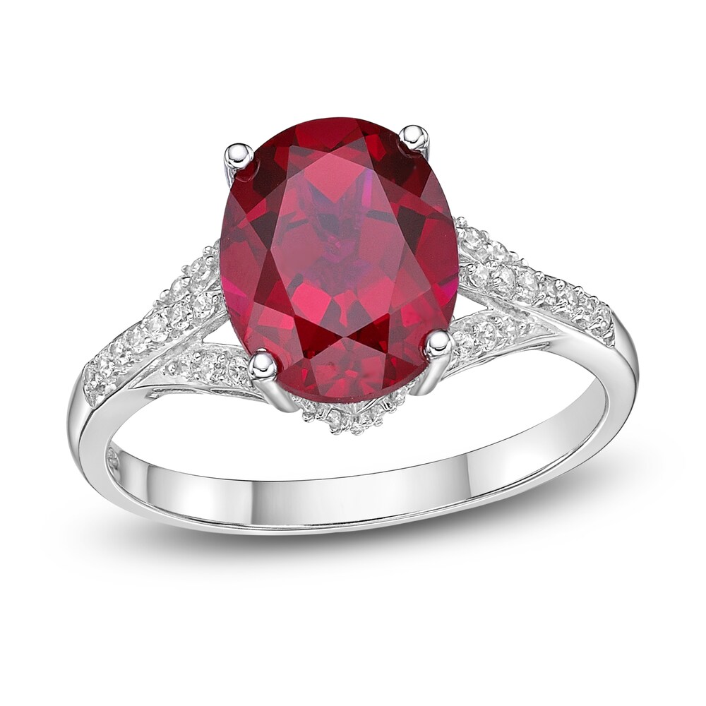 Lab-Created Ruby Ring 1/6 ct tw Round 10K White Gold bvM1OGMg Lab-Created Ruby Ring 1/6 ct tw Round 10K White Gold bvM1OGMg