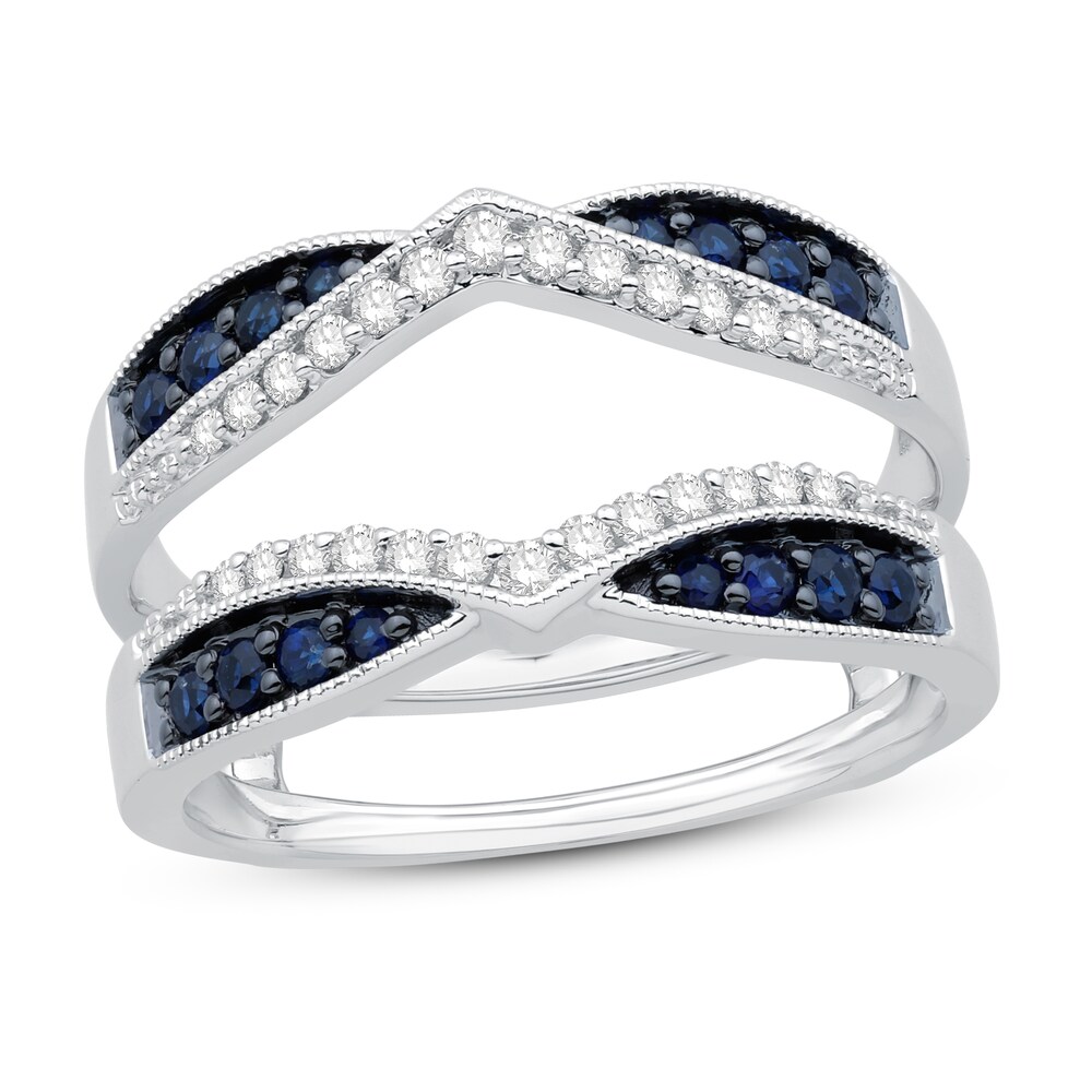 Natural Blue Sapphire Enhancer Ring 1/5 ct tw Diamonds 14K White Gold bxUUtyOJ Natural Blue Sapphire Enhancer Ring 1/5 ct tw Diamonds 14K White Gold bxUUtyOJ
