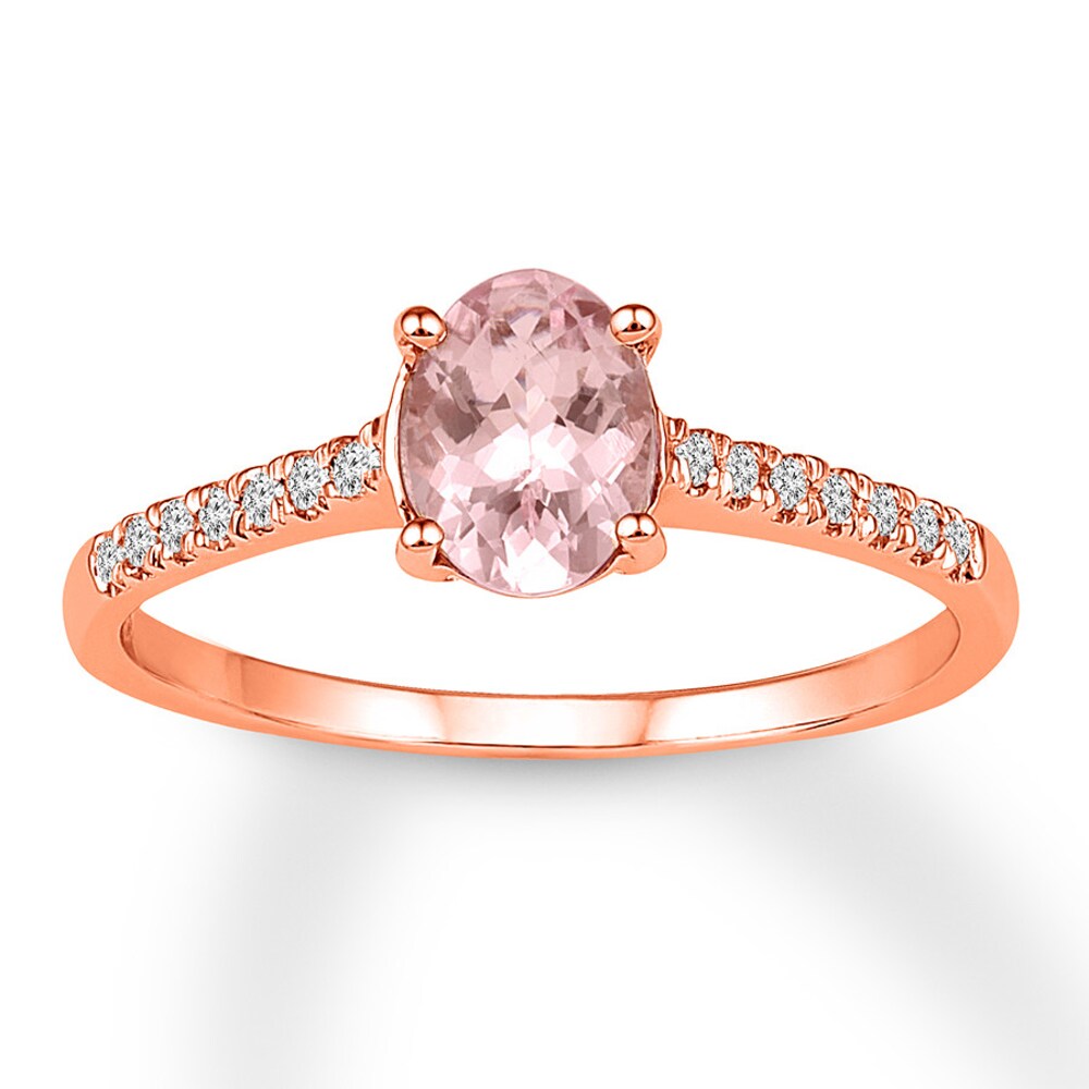 Morganite Ring 1/15 ct tw Diamonds 14K Rose Gold c9KZPHNO Morganite Ring 1/15 ct tw Diamonds 14K Rose Gold c9KZPHNO