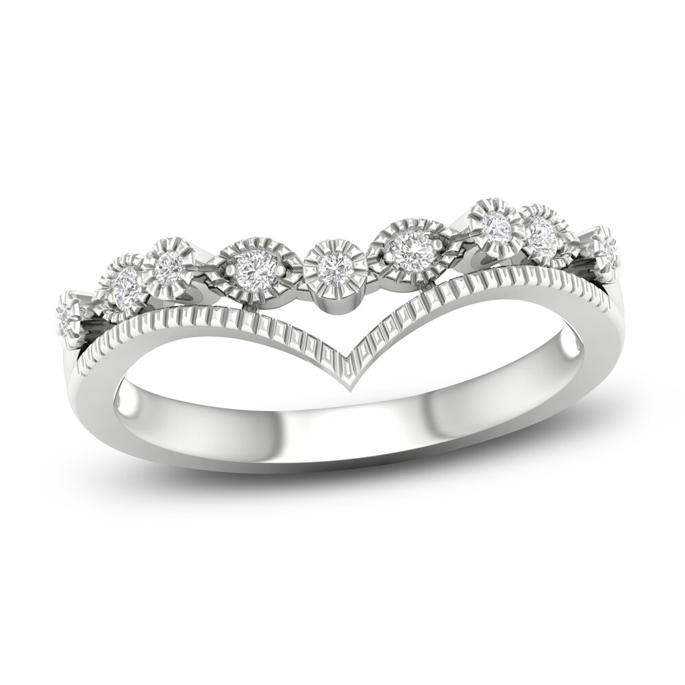 Diamond Milgrain Wedding Band 1/10 ct tw Round 14K White Gold cErT9DVB Diamond Milgrain Wedding Band 1/10 ct tw Round 14K White Gold cErT9DVB