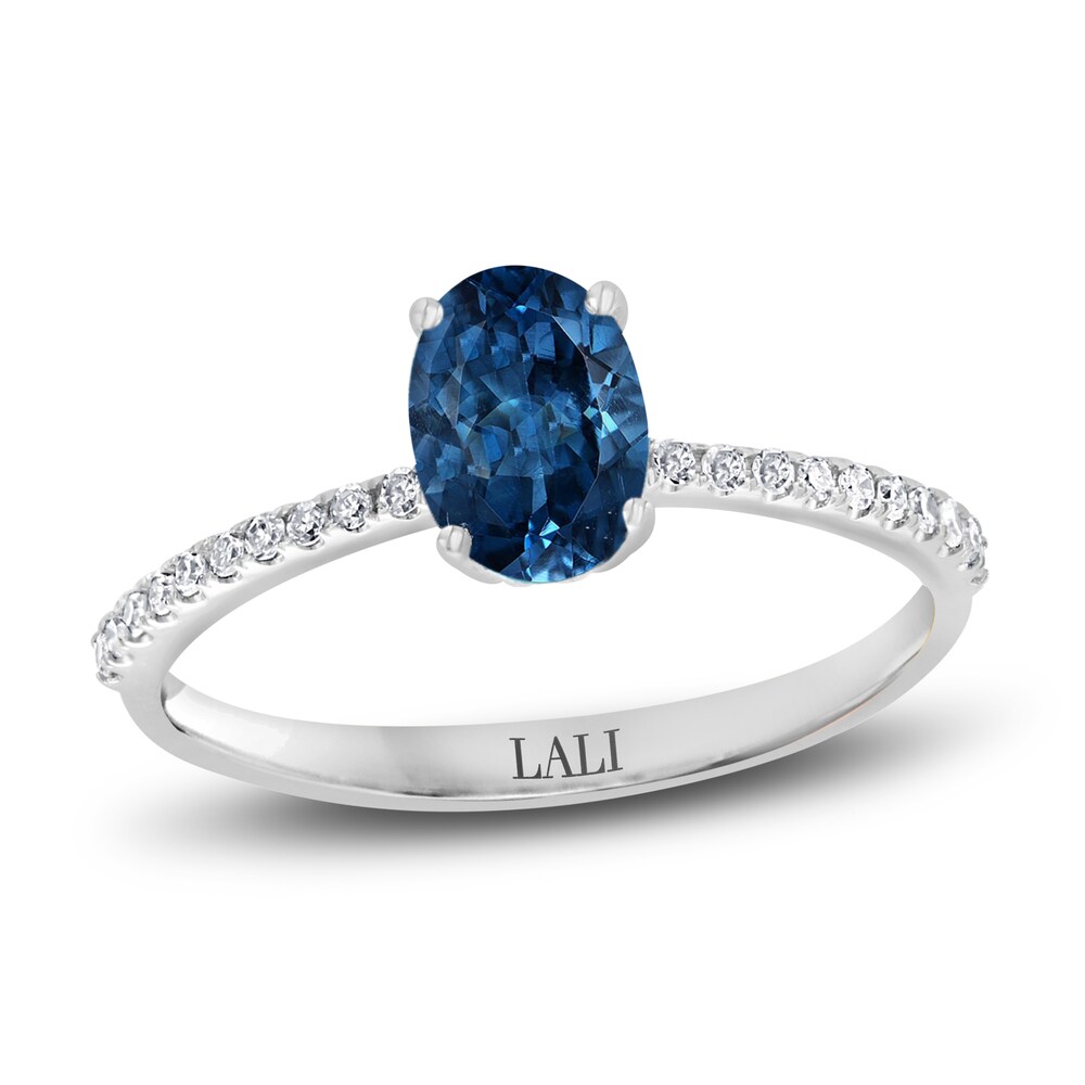 LALI Jewels Natural Blue Topaz Engagement Ring 1/10 ct Diamonds 14K White Gold cQAVLe1A LALI Jewels Natural Blue Topaz Engagement Ring 1/10 ct Diamonds 14K White Gold cQAVLe1A