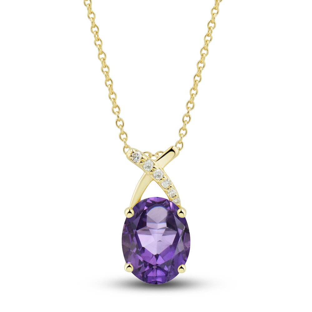 Natural Amethyst Ring, Earring & Necklace Set 1/5 ct tw Diamonds 10K Yellow Gold cRShG8T7 Natural Amethyst Ring, Earring & Necklace Set 1/5 ct tw Diamonds 10K Yellow Gold cRShG8T7