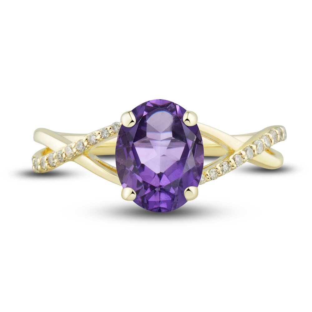 Natural Amethyst Ring, Earring & Necklace Set 1/5 ct tw Diamonds 10K Yellow Gold cRShG8T7 Natural Amethyst Ring, Earring & Necklace Set 1/5 ct tw Diamonds 10K Yellow Gold cRShG8T7