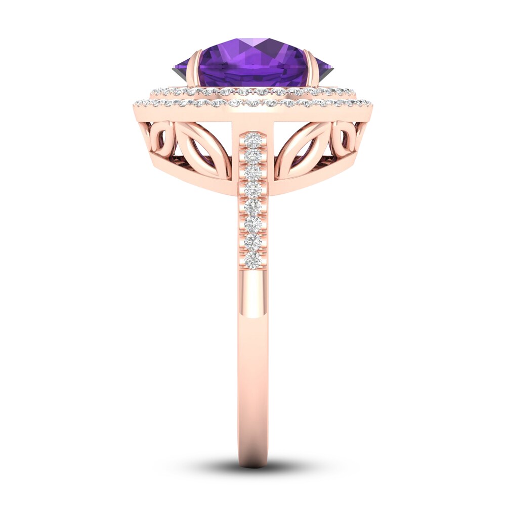 Natural Amethyst Ring 1/4 ct tw Diamonds 10K Rose Gold cSKSYzmN Natural Amethyst Ring 1/4 ct tw Diamonds 10K Rose Gold cSKSYzmN
