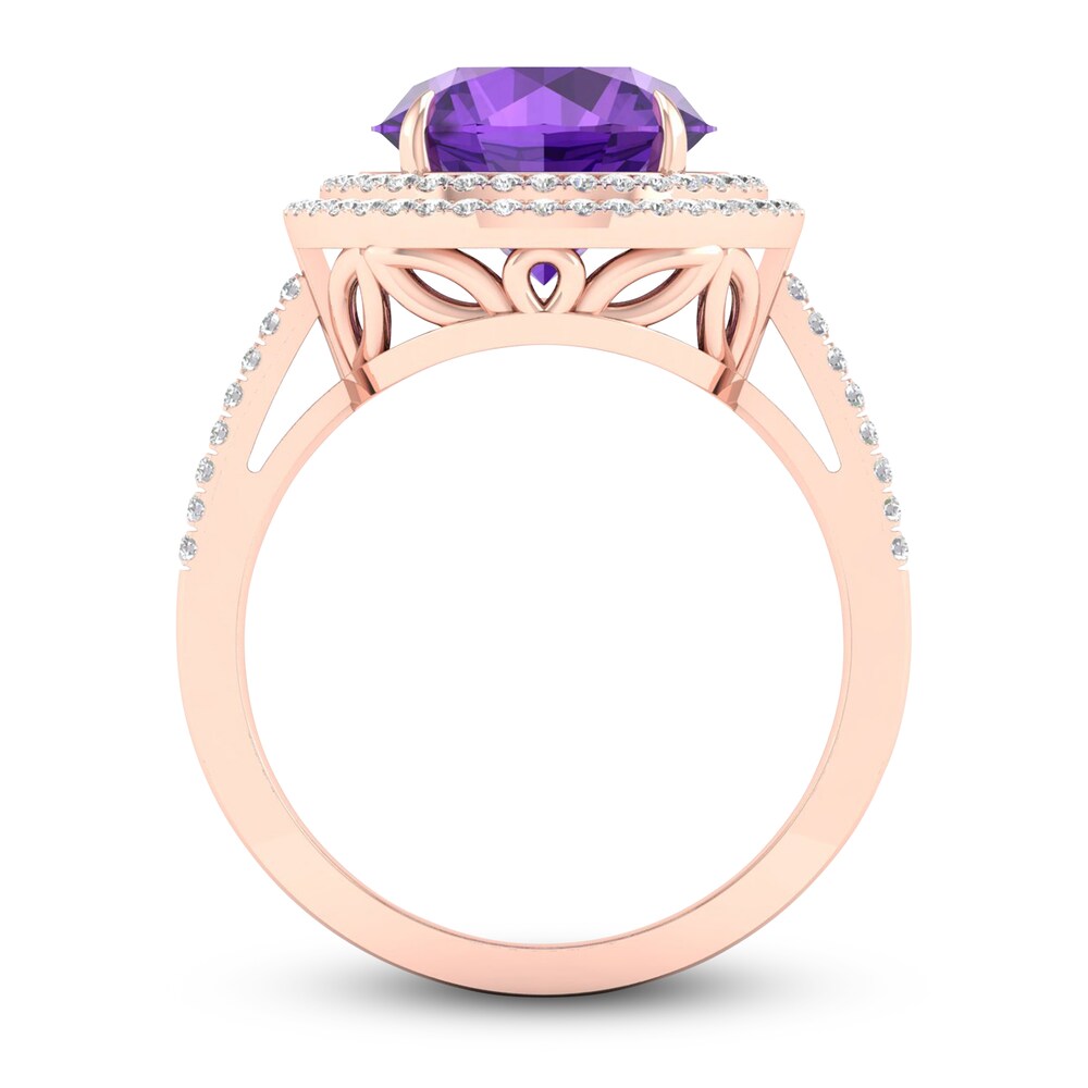 Natural Amethyst Ring 1/4 ct tw Diamonds 10K Rose Gold cSKSYzmN Natural Amethyst Ring 1/4 ct tw Diamonds 10K Rose Gold cSKSYzmN