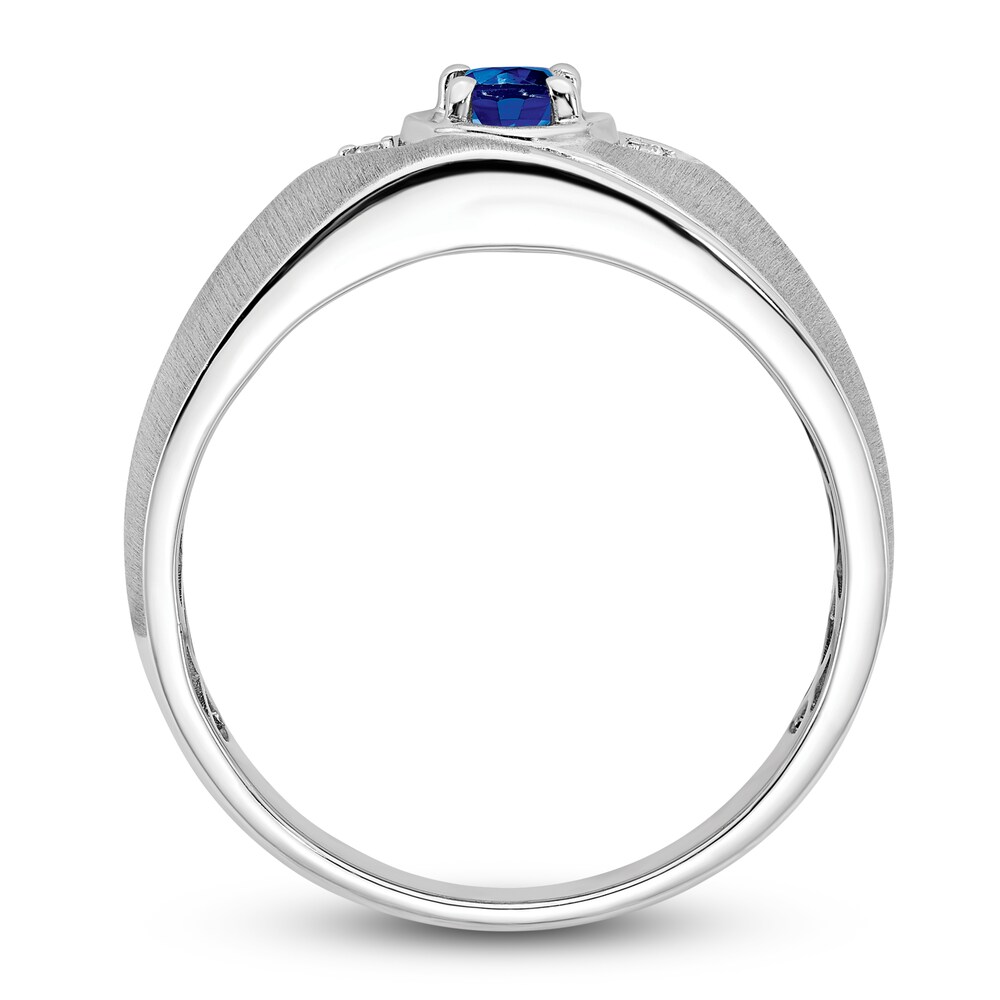 Men\'s Natural Blue Sapphire Ring Diamond Accents 14K White Gold cTEWizIQ Men\'s Natural Blue Sapphire Ring Diamond Accents 14K White Gold cTEWizIQ