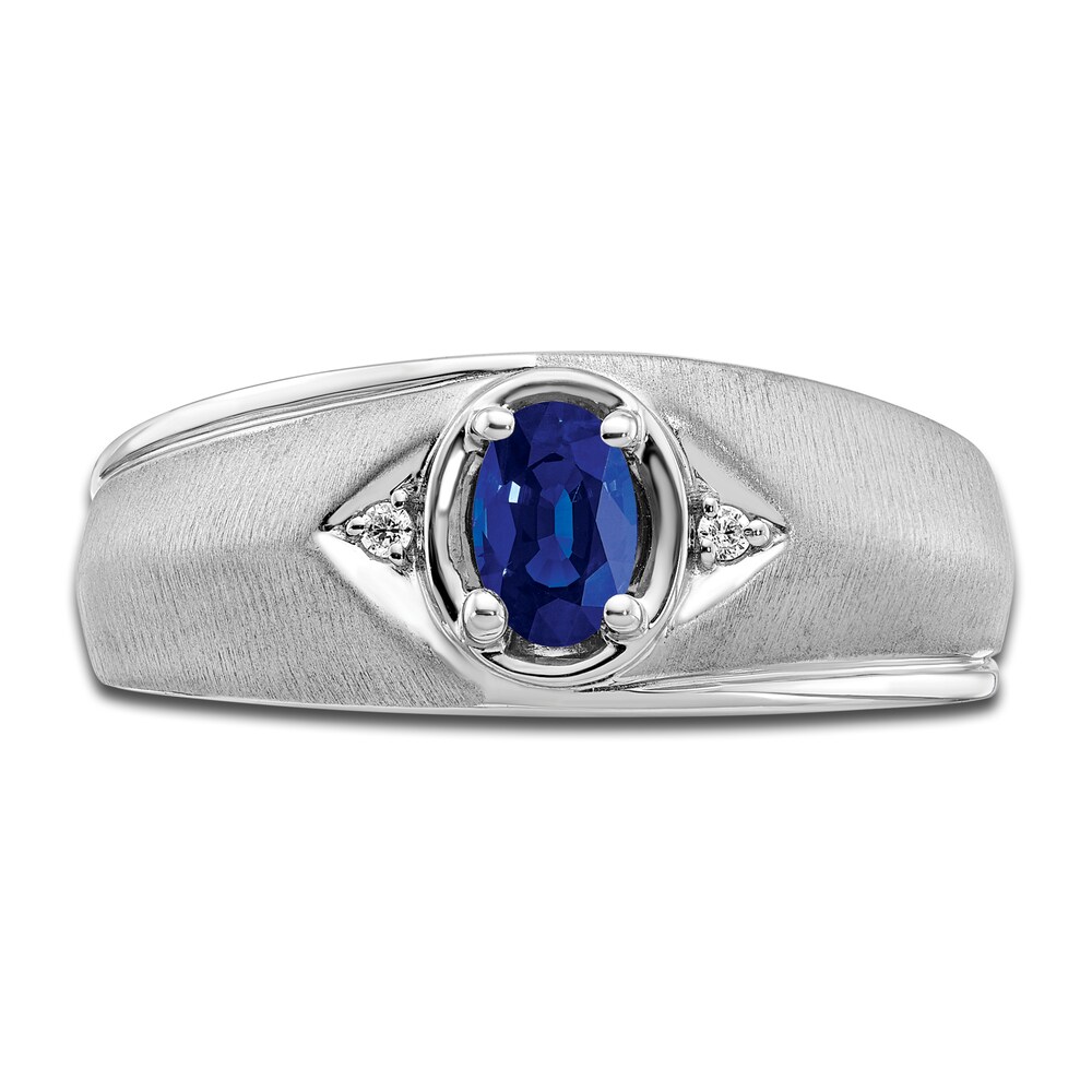 Men\'s Natural Blue Sapphire Ring Diamond Accents 14K White Gold cTEWizIQ Men\'s Natural Blue Sapphire Ring Diamond Accents 14K White Gold cTEWizIQ