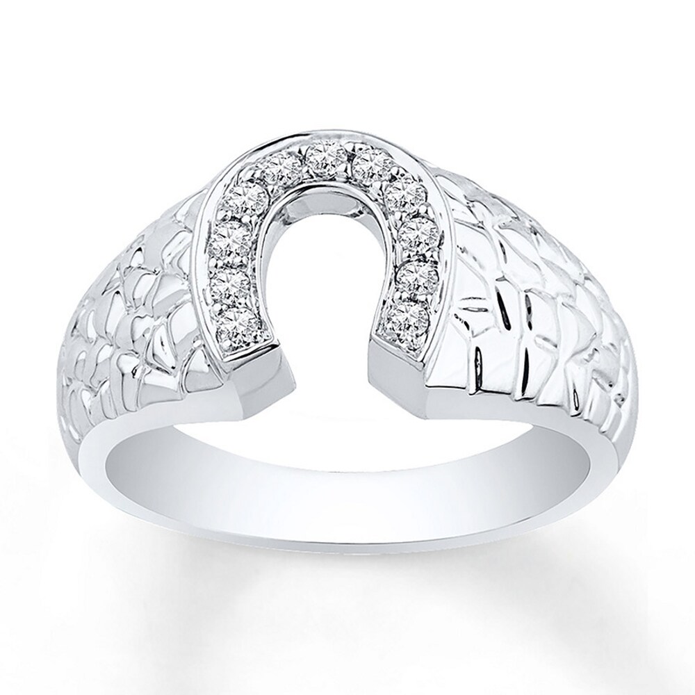 Men's Horseshoe Ring 1/5 ct tw Diamonds 10K White Gold cUaVFqDo Men's Horseshoe Ring 1/5 ct tw Diamonds 10K White Gold cUaVFqDo