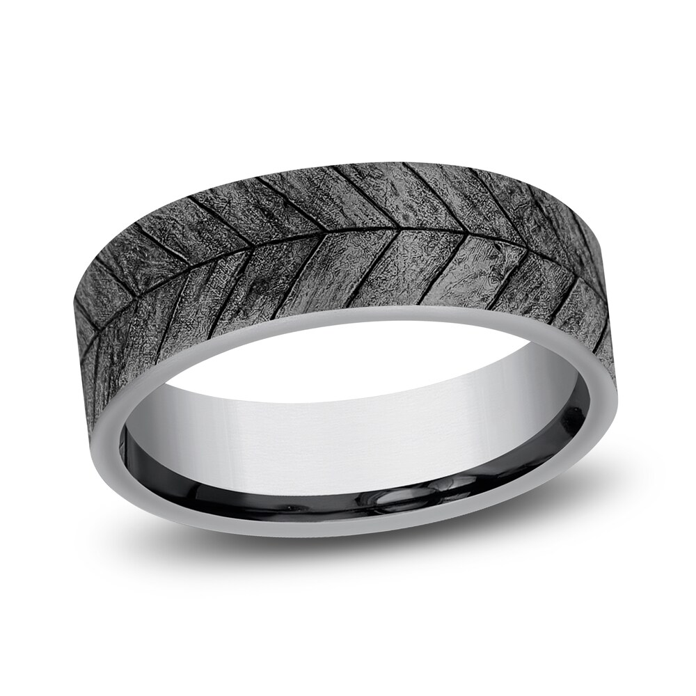 Chevron Wedding Band Gray Tantalum 7.5mm cWt1hKda