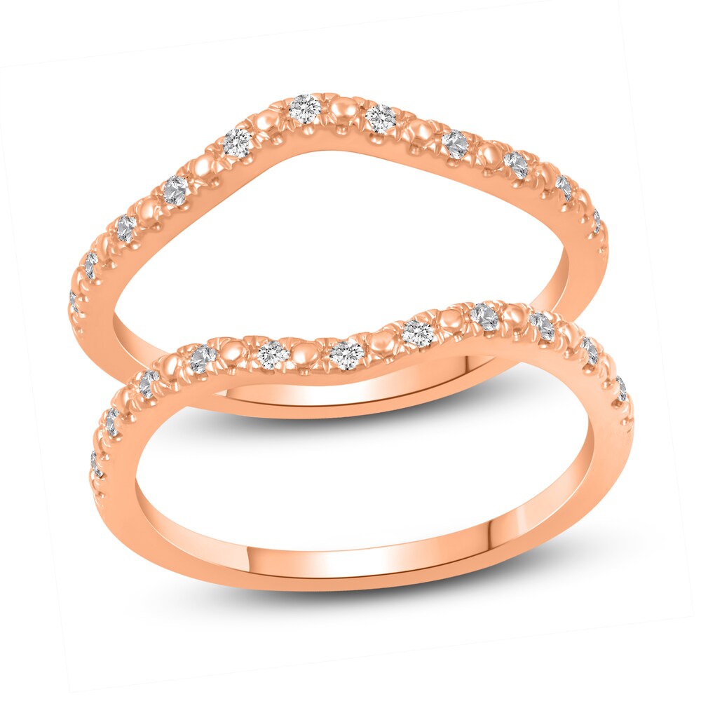 Diamond Double Wedding Band Set 1/8 ct tw 14K Rose Gold cXdAOJYC Diamond Double Wedding Band Set 1/8 ct tw 14K Rose Gold cXdAOJYC