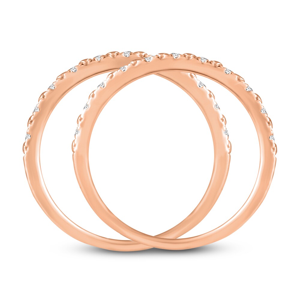 Diamond Double Wedding Band Set 1/8 ct tw 14K Rose Gold cXdAOJYC