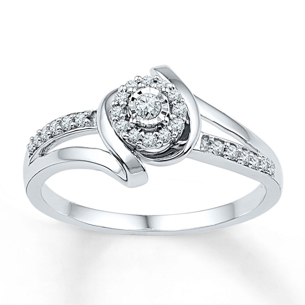 Diamond Promise Ring 1/6 ct tw Round-cut 10K White Gold cwsIH3RT Diamond Promise Ring 1/6 ct tw Round-cut 10K White Gold cwsIH3RT