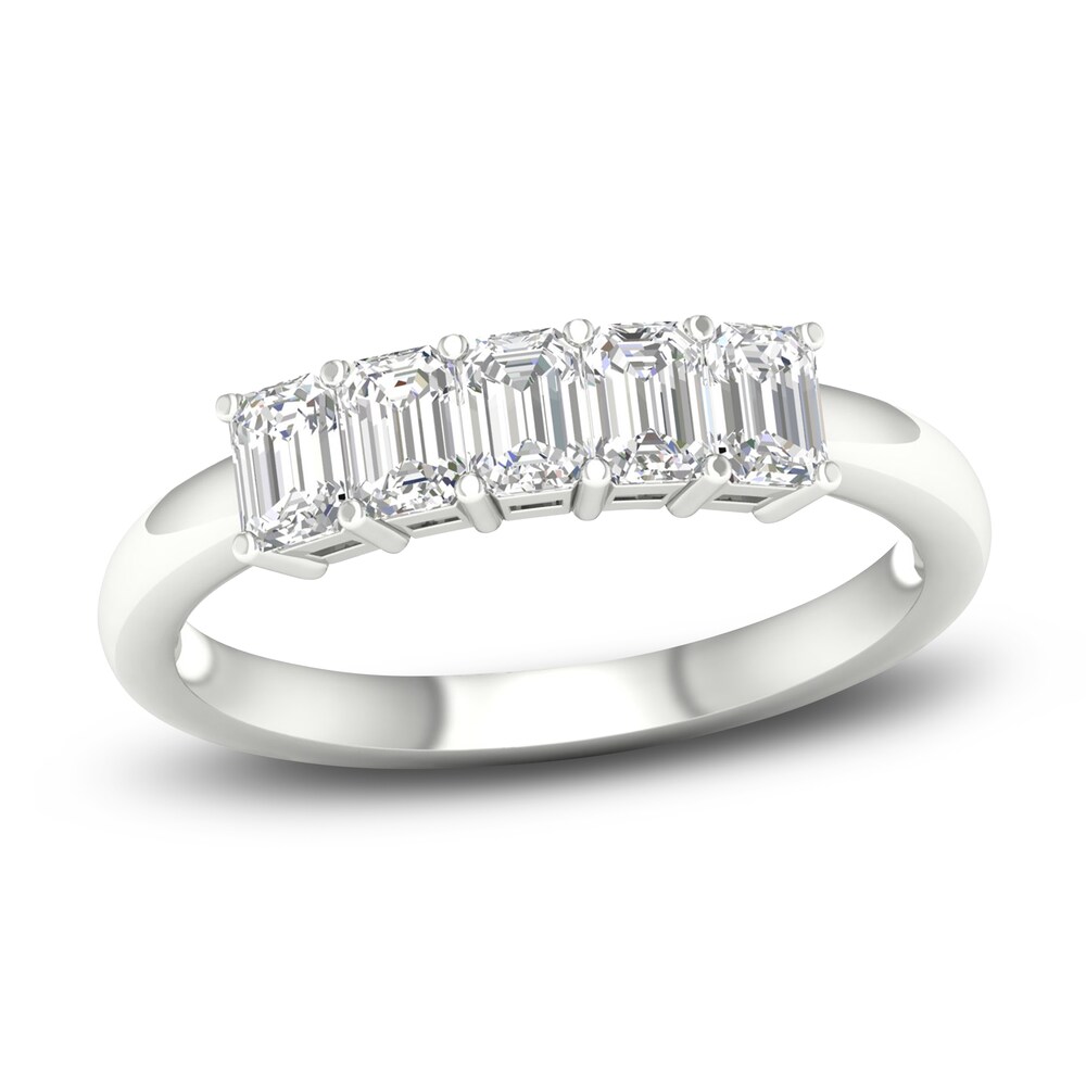 Diamond 5-Stone Anniversary Band 1 ct tw Emerald Platinum dFncPyE6 Diamond 5-Stone Anniversary Band 1 ct tw Emerald Platinum dFncPyE6