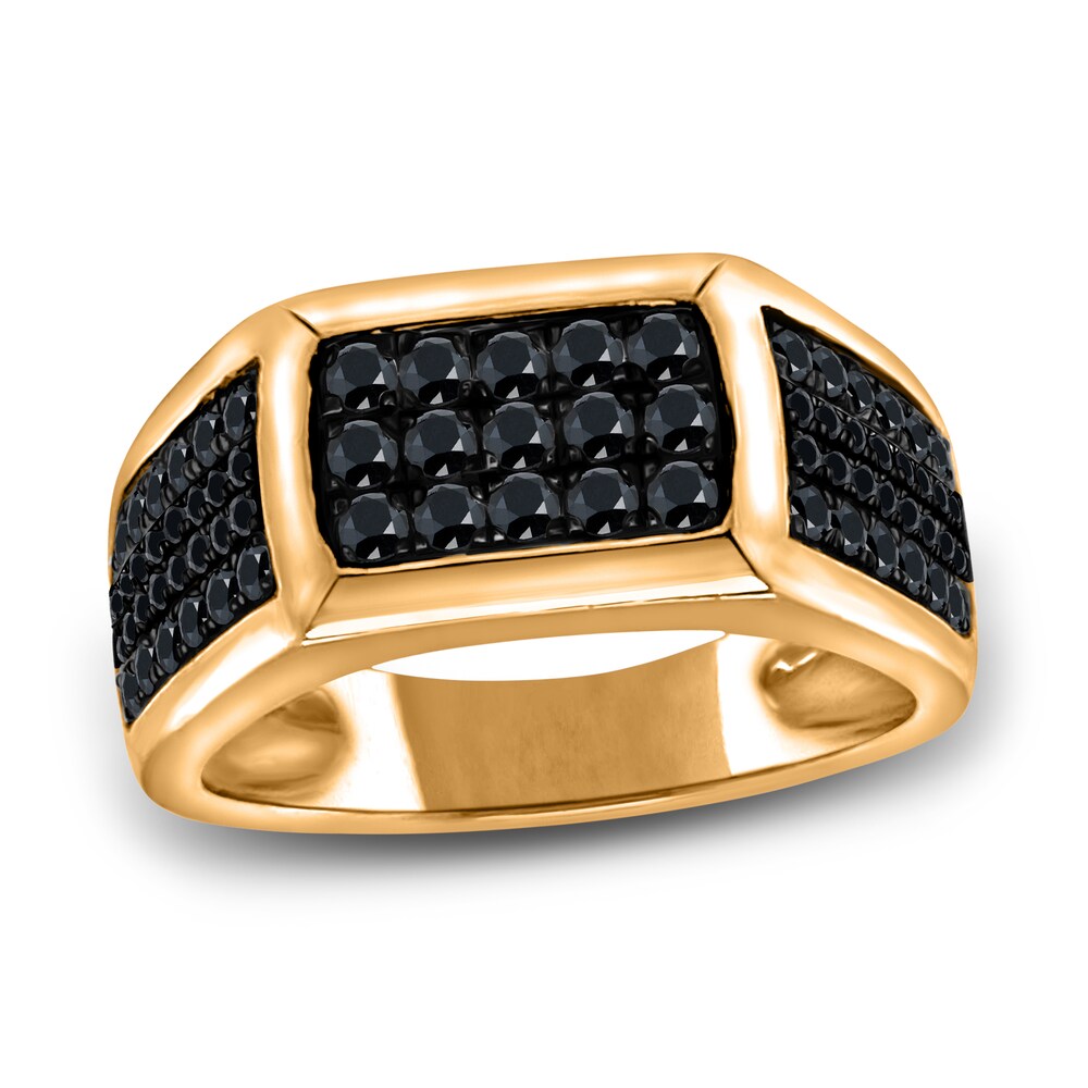 Men's Black Diamond Anniversary Ring 3/4 ct tw Round 14K Yellow Gold dPDh1K24 Men's Black Diamond Anniversary Ring 3/4 ct tw Round 14K Yellow Gold dPDh1K24