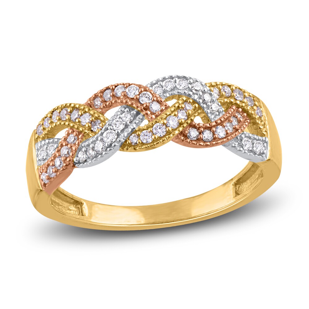 Diamond Anniversary Band 1/4 ct tw Round 14K Tri-Tone Gold dPnCLThQ Diamond Anniversary Band 1/4 ct tw Round 14K Tri-Tone Gold dPnCLThQ