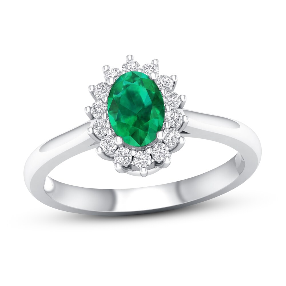 Emerald Ring 1/5 ct tw Diamonds 10K White Gold dZGNWj7n Emerald Ring 1/5 ct tw Diamonds 10K White Gold dZGNWj7n