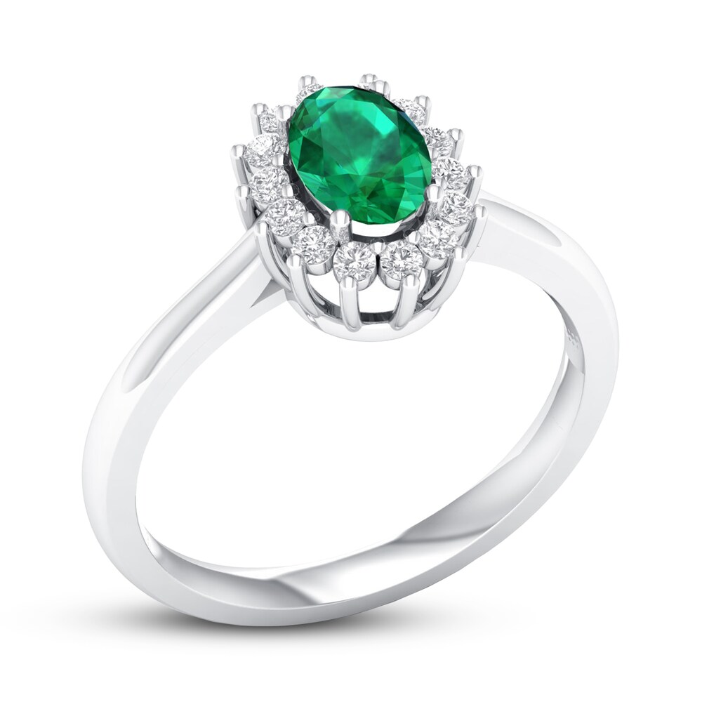 Emerald Ring 1/5 ct tw Diamonds 10K White Gold dZGNWj7n Emerald Ring 1/5 ct tw Diamonds 10K White Gold dZGNWj7n