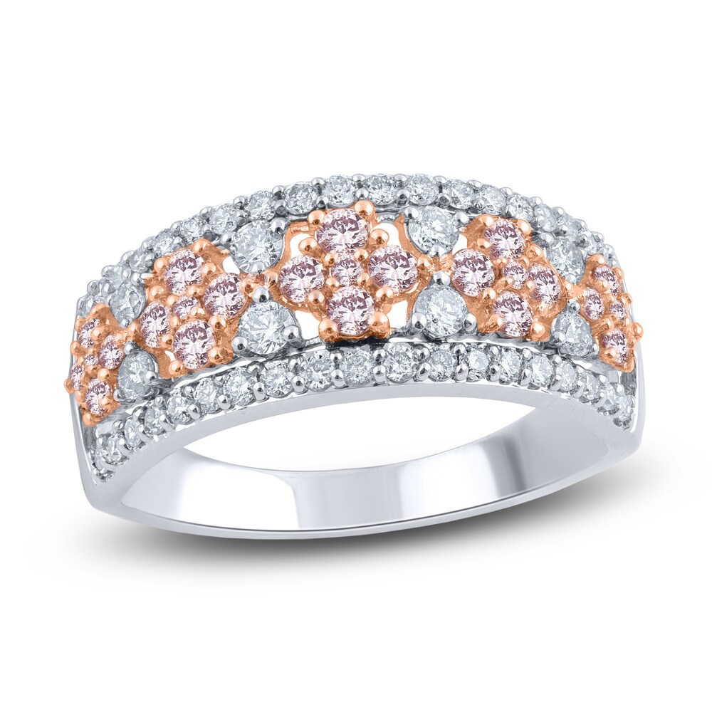 Pink & White Diamond Anniversary Band 1 ct tw Round 14K Two-Tone Gold dd3SnX7S Pink & White Diamond Anniversary Band 1 ct tw Round 14K Two-Tone Gold dd3SnX7S