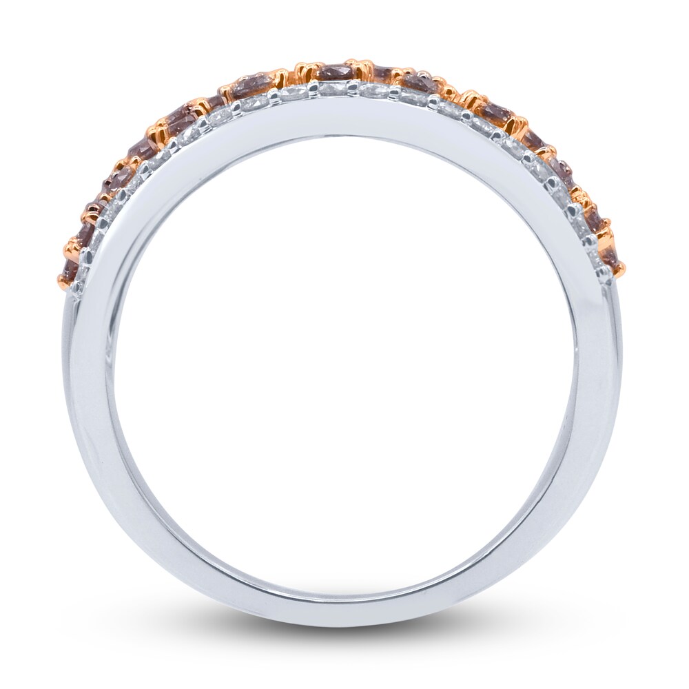 Pink & White Diamond Anniversary Band 1 ct tw Round 14K Two-Tone Gold dd3SnX7S