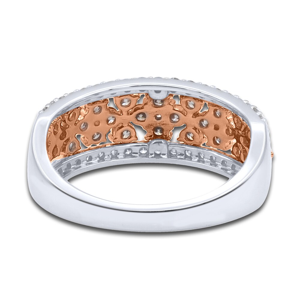 Pink & White Diamond Anniversary Band 1 ct tw Round 14K Two-Tone Gold dd3SnX7S
