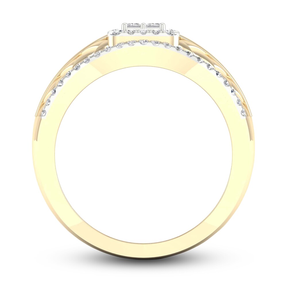 Men\'s Diamond Ring 1-1/4 ct tw Princess/Round 10K Yellow Gold dpEcE929