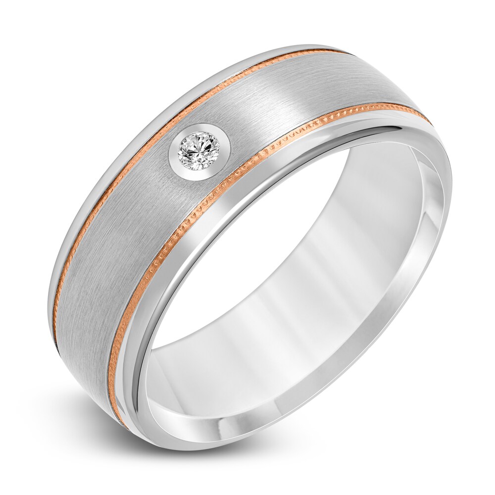 Diamond Wedding Band 1/20 ct tw Round White Tungsten/14K Rose Gold drcBnJl6 Diamond Wedding Band 1/20 ct tw Round White Tungsten/14K Rose Gold drcBnJl6