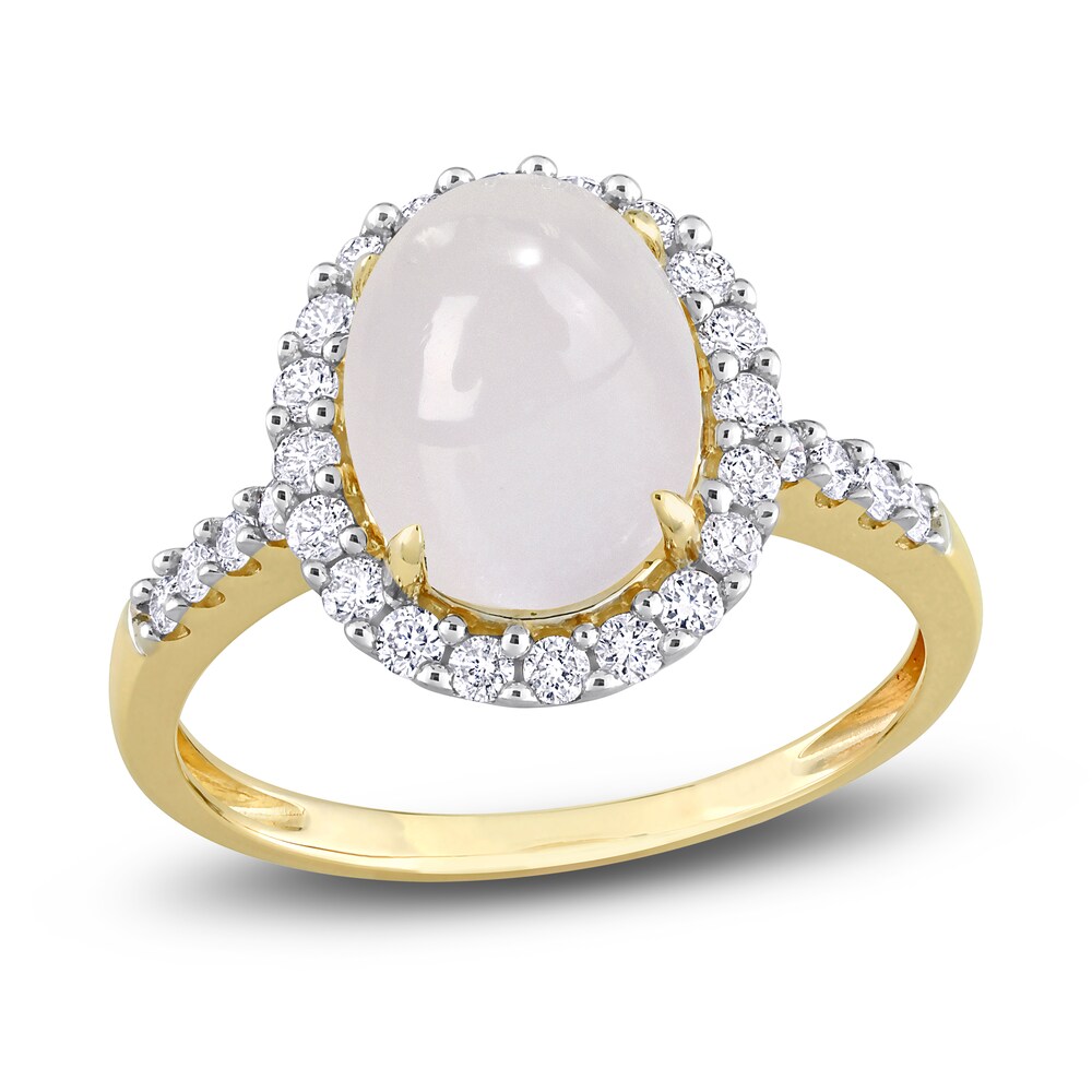 Natural White Moonstone Ring 3/8 ct tw Round 14K Yellow Gold duI6joFf Natural White Moonstone Ring 3/8 ct tw Round 14K Yellow Gold duI6joFf
