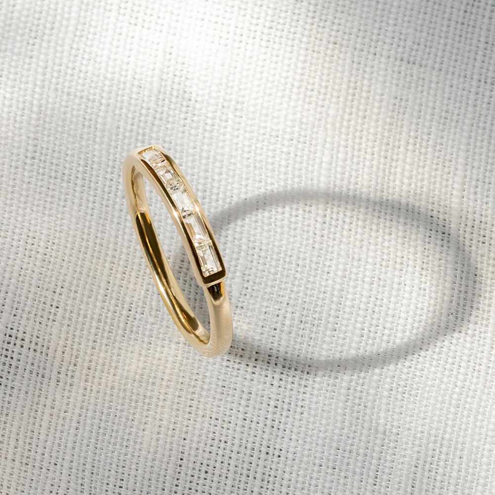 Juliette Maison Natural Rhodolite Garnet Baguette Bar Ring 10K Yellow Gold dxy7PJcl