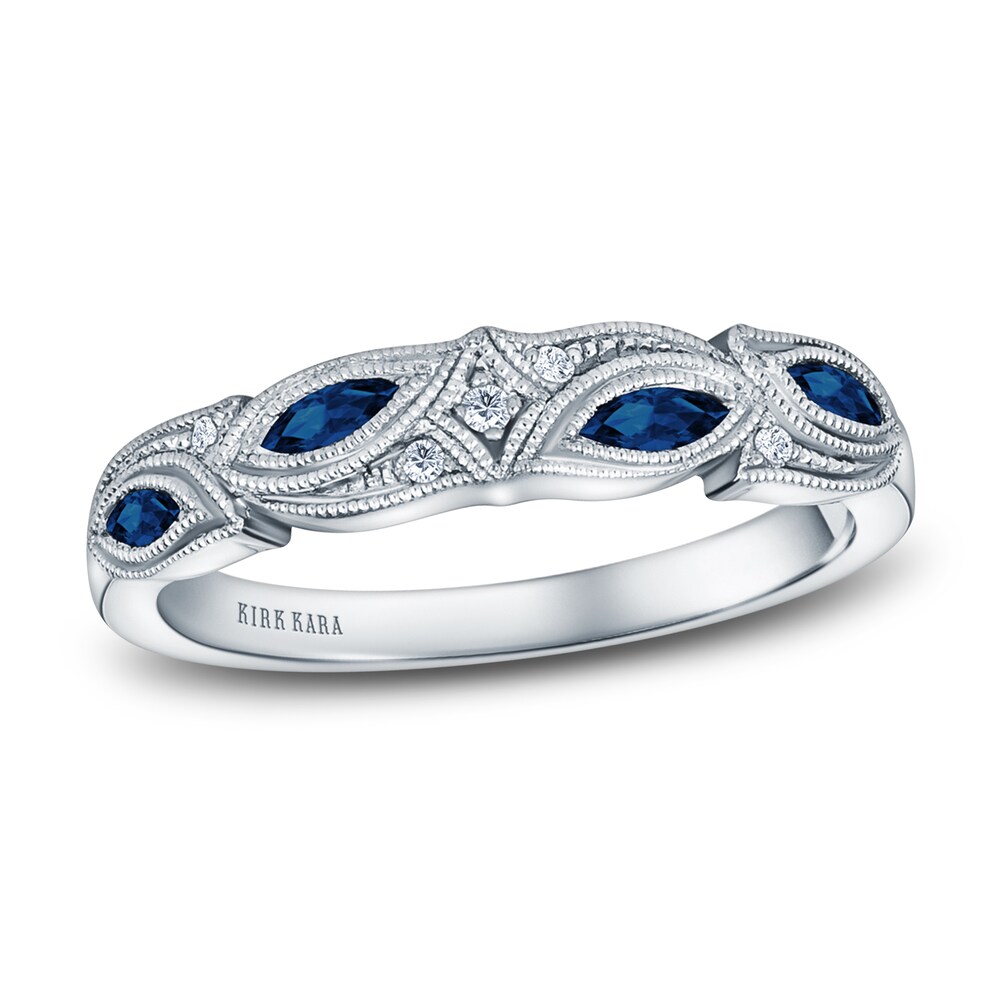 Kirk Kara Natural Blue Sapphire Anniversary Band Diamond Accents 14K White Gold e2lyy9Cr Kirk Kara Natural Blue Sapphire Anniversary Band Diamond Accents 14K White Gold e2lyy9Cr