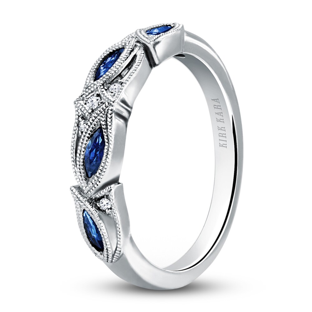 Kirk Kara Natural Blue Sapphire Anniversary Band Diamond Accents 14K White Gold e2lyy9Cr