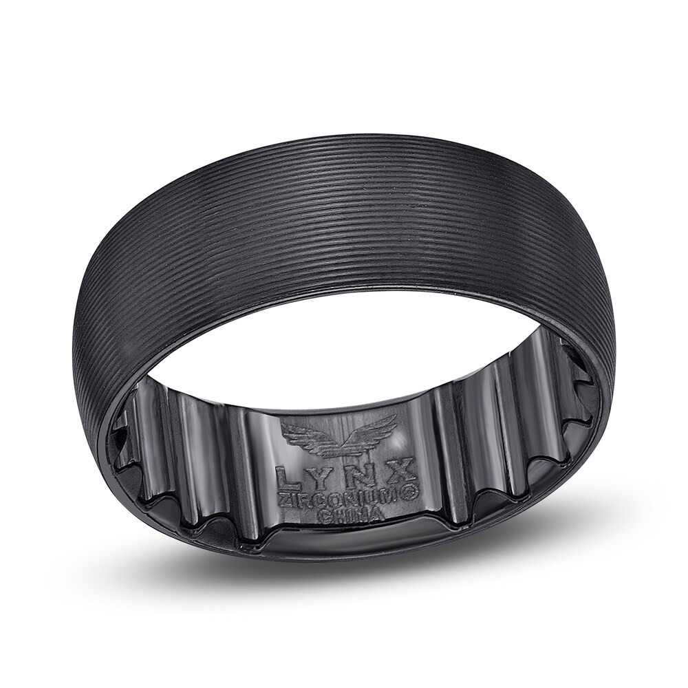 Men's Textured Line Wedding Band Black Zirconium 8.0mm e3tQuhFa