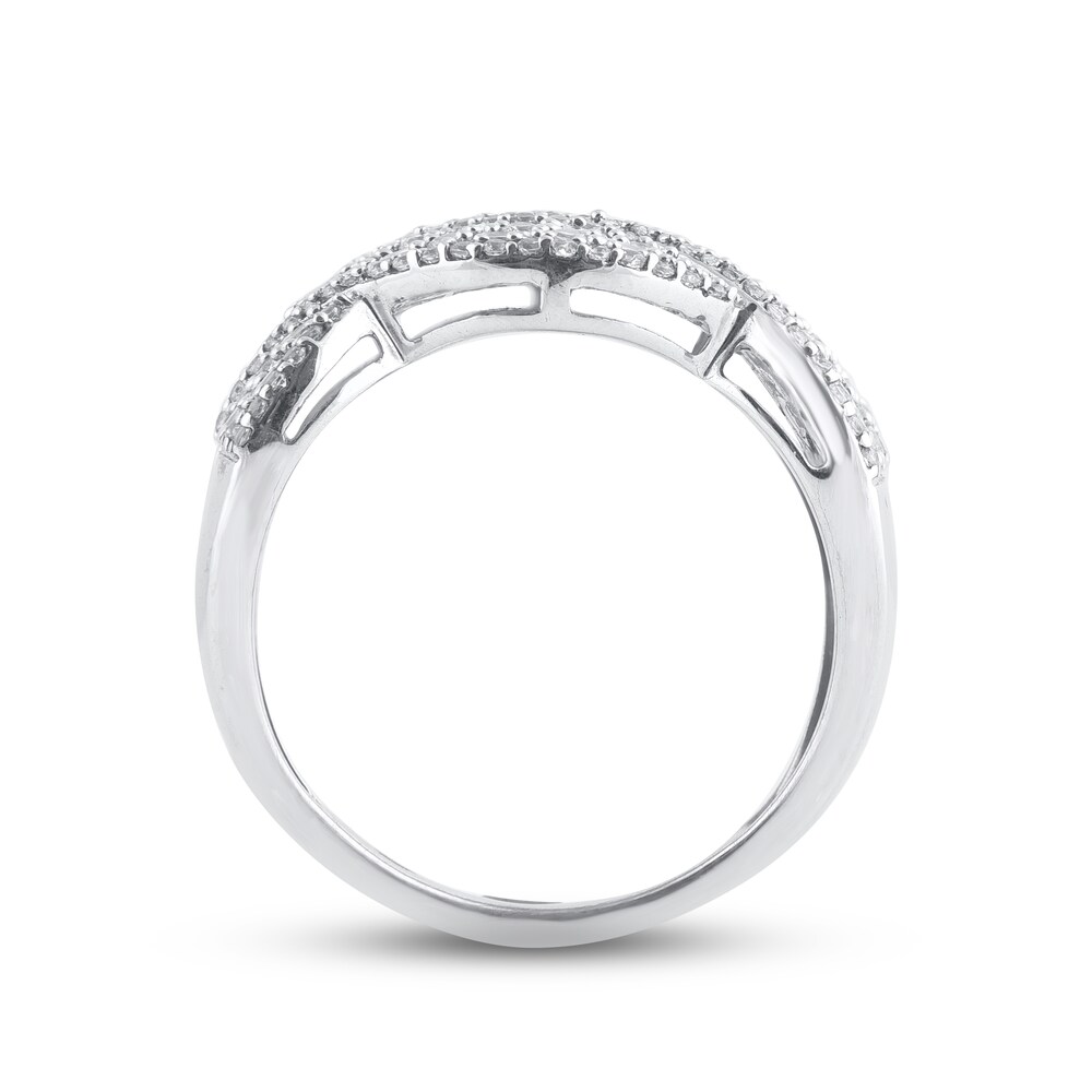 Diamond Ring 1 ct tw Round/Baguette 14K White Gold e5G38Bo5 Diamond Ring 1 ct tw Round/Baguette 14K White Gold e5G38Bo5