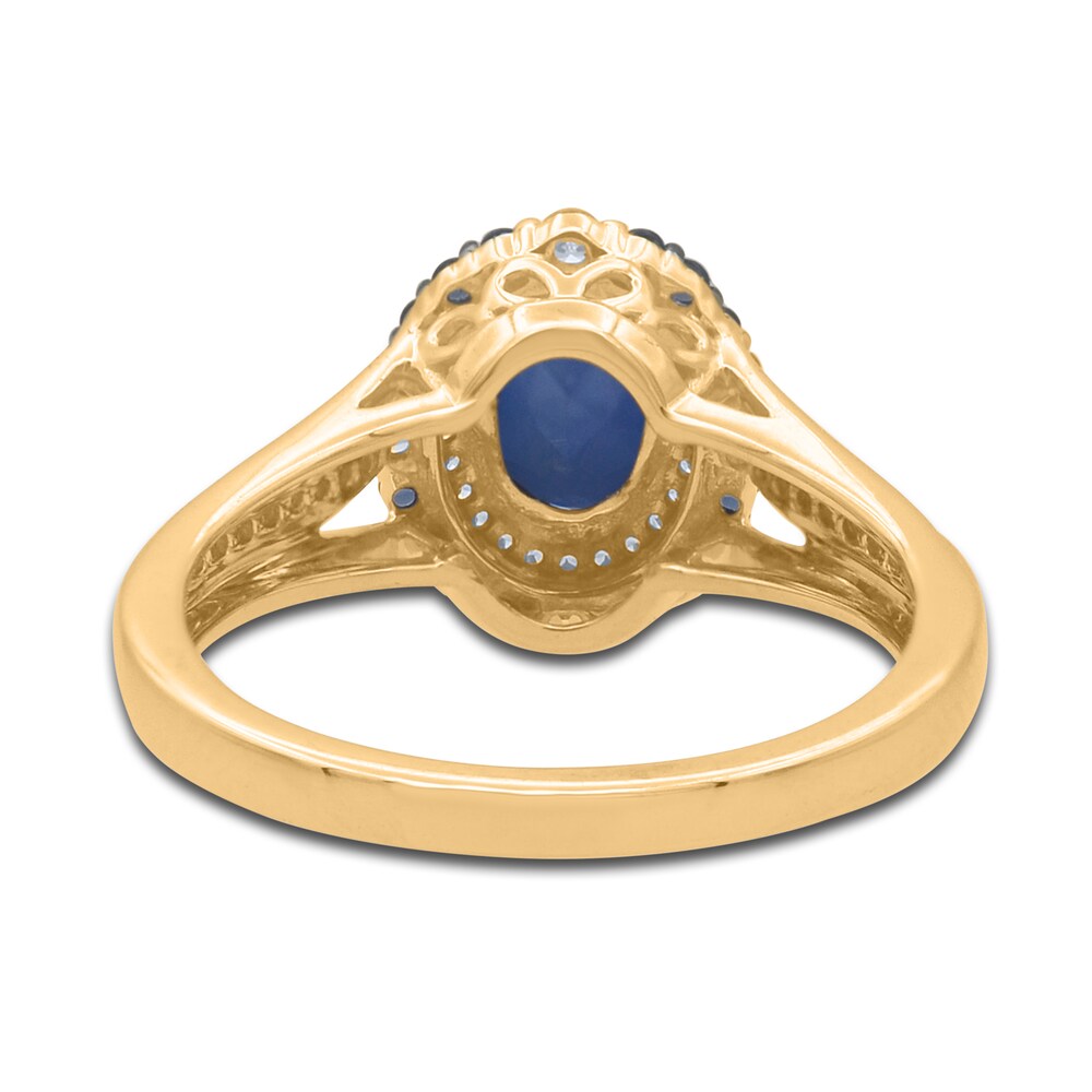 Natural Blue Sapphire Ring 1/5 ct tw Diamonds 14K Yellow Gold eESsBhHn Natural Blue Sapphire Ring 1/5 ct tw Diamonds 14K Yellow Gold eESsBhHn