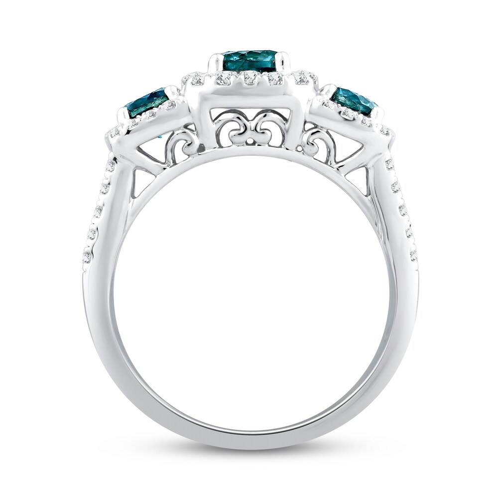 Montana Blue Natural Sapphire 3-Stone Ring 3/8 ct tw Diamonds 10K White Gold eMF8mgpf Montana Blue Natural Sapphire 3-Stone Ring 3/8 ct tw Diamonds 10K White Gold eMF8mgpf