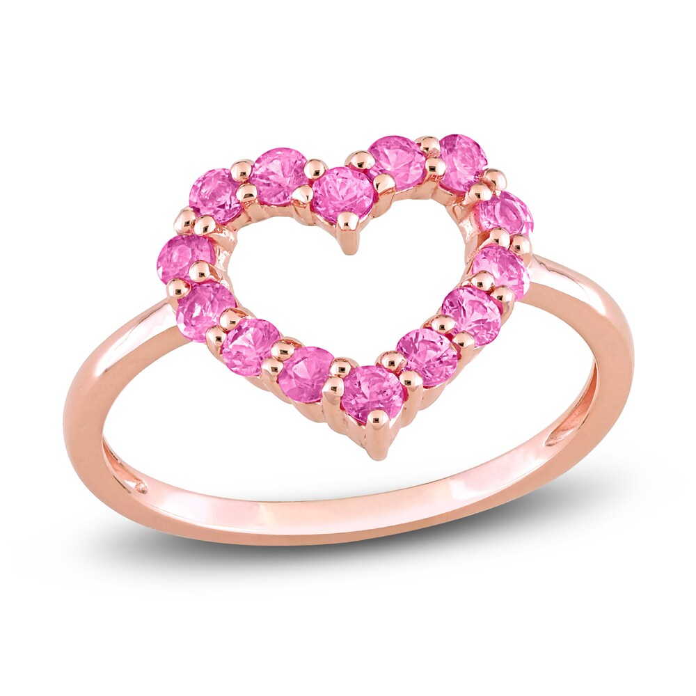 Natural Pink Sapphire Heart Ring 10K Rose Gold eWMJUWei Natural Pink Sapphire Heart Ring 10K Rose Gold eWMJUWei