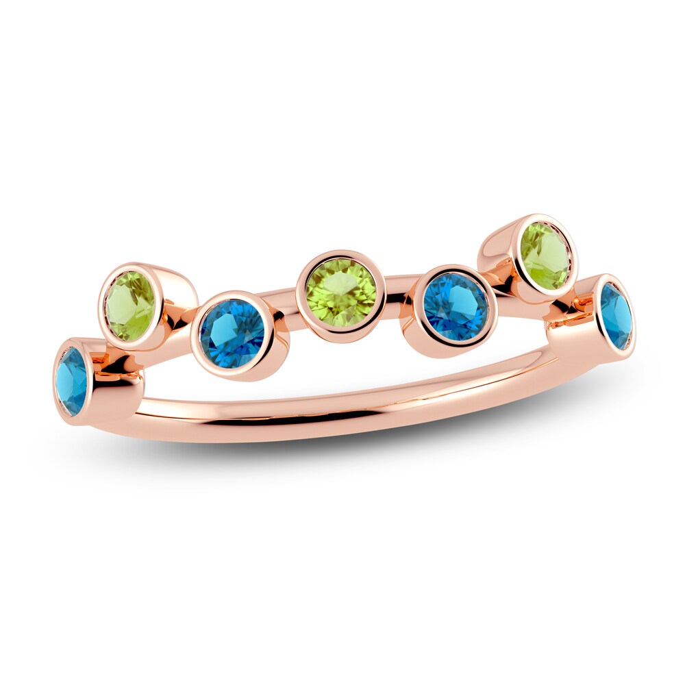 Juliette Maison Natural Peridot & Natural Blue Zircon Ring 10K Rose Gold emj9k88Y