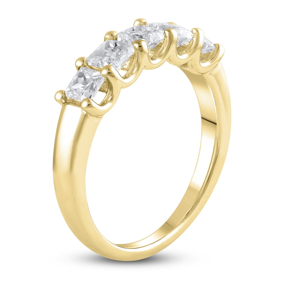 Lab-Created Diamond 5-Stone Anniversary Band 1-1/2 ct tw Princess 14K Yellow Gold f7s6xC3h Lab-Created Diamond 5-Stone Anniversary Band 1-1/2 ct tw Princess 14K Yellow Gold f7s6xC3h
