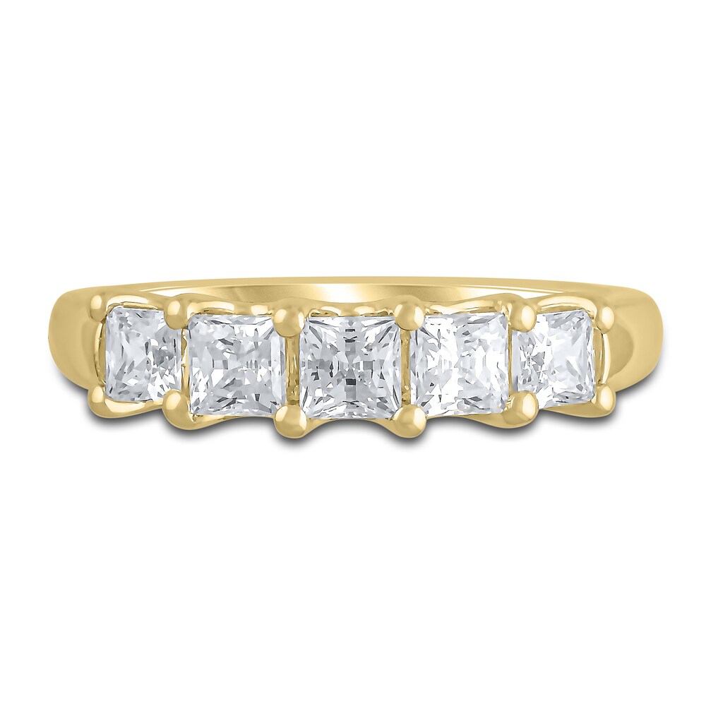 Lab-Created Diamond 5-Stone Anniversary Band 1-1/2 ct tw Princess 14K Yellow Gold f7s6xC3h Lab-Created Diamond 5-Stone Anniversary Band 1-1/2 ct tw Princess 14K Yellow Gold f7s6xC3h