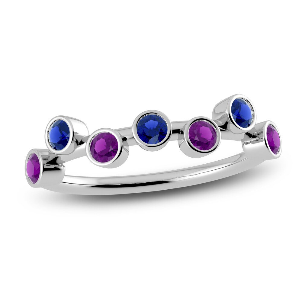 Juliette Maison Natural Amethyst & Natural Blue Sapphire Ring 10K White Gold fA31NVF8