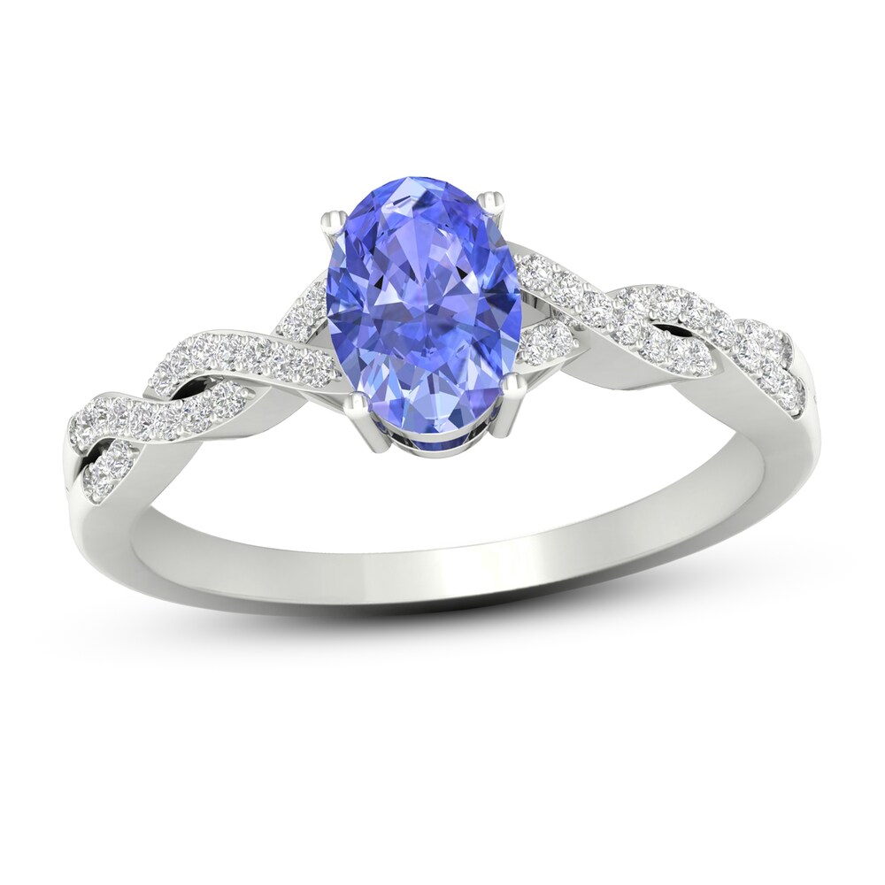 Tanzanite Ring 1/10 ct tw Diamonds 10K White Gold fDuwdxV9