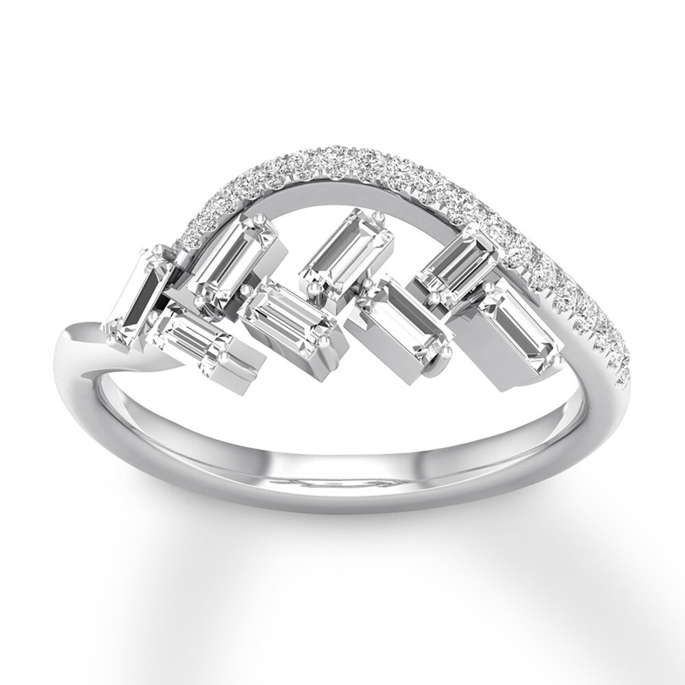 Diamond Ring 3/8 ct tw Baguette/Round 10K White Gold fPdP2zLG Diamond Ring 3/8 ct tw Baguette/Round 10K White Gold fPdP2zLG