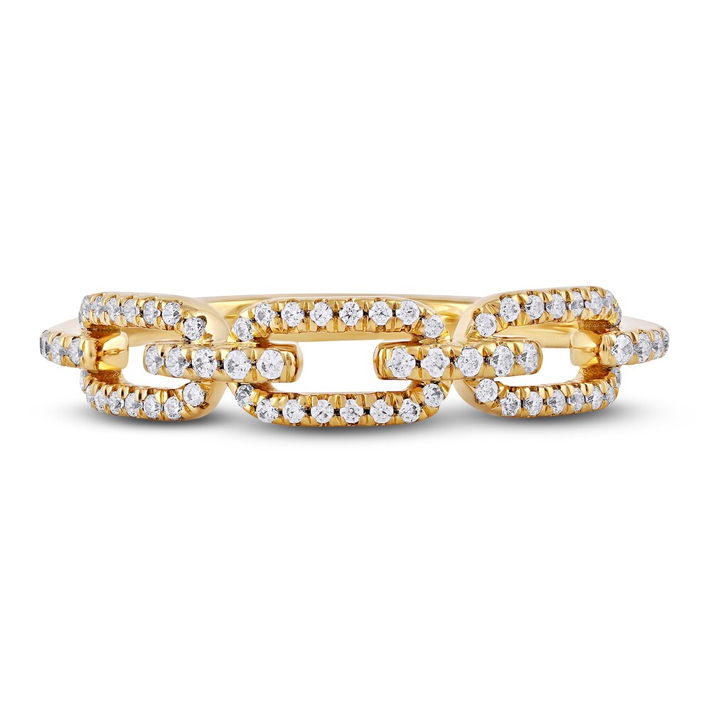 Diamond Oval Link Ring 1/4 ct tw Round 14K Yellow Gold g1nfUjJ0 Diamond Oval Link Ring 1/4 ct tw Round 14K Yellow Gold g1nfUjJ0