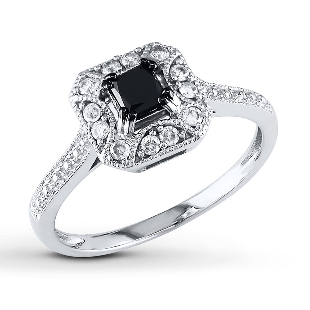 Black/White Diamond Ring 5/8 ct tw Princess-cut 10K White Gold g2Q3lyQd Black/White Diamond Ring 5/8 ct tw Princess-cut 10K White Gold g2Q3lyQd
