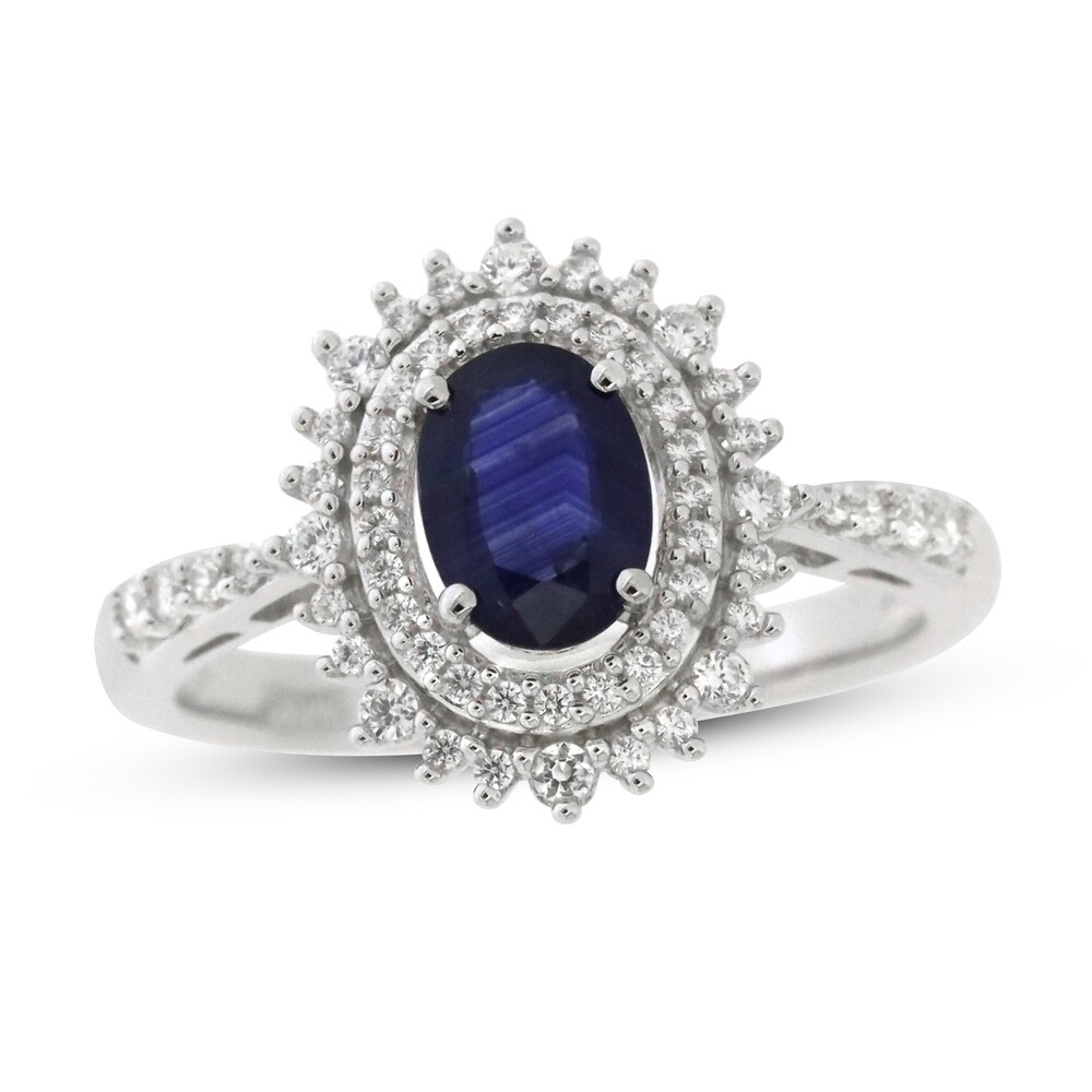Natural Blue Sapphire Ring 1/3 ct tw Diamonds 10K White Gold g6ffsOSa Natural Blue Sapphire Ring 1/3 ct tw Diamonds 10K White Gold g6ffsOSa