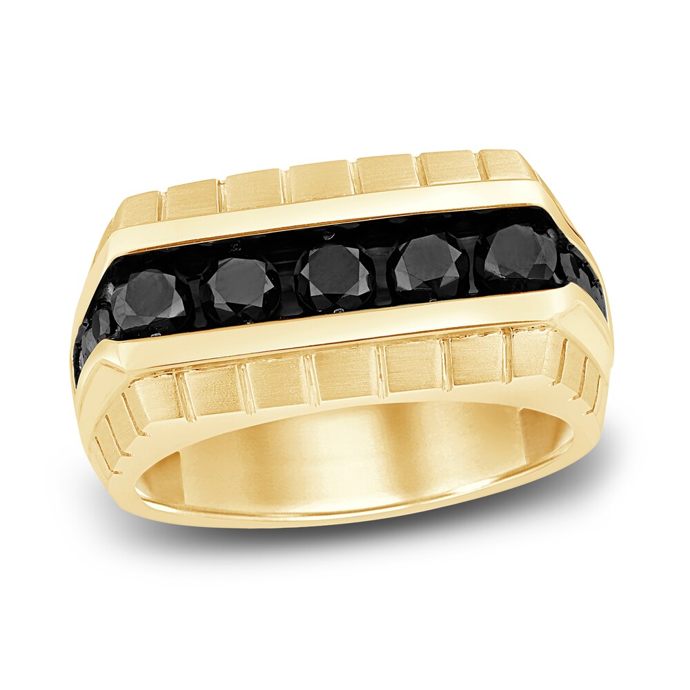 Men's Black Diamond Wedding Band 1-1/2 ct tw Round 14K Yellow Gold gHsqIijN Men's Black Diamond Wedding Band 1-1/2 ct tw Round 14K Yellow Gold gHsqIijN