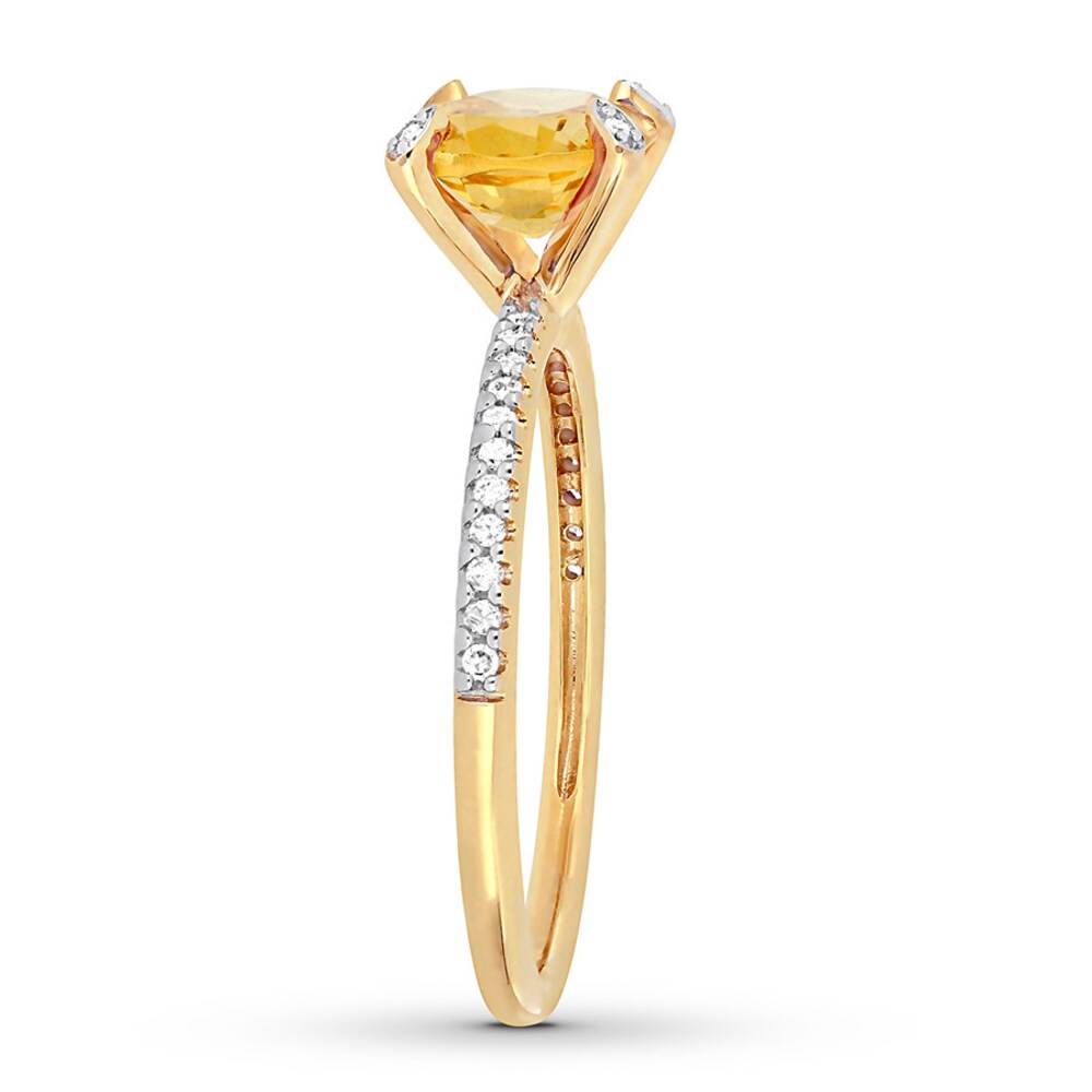 Citrine East-West Ring 1/10 carat tw Diamonds 10K Yellow Gold gUCjNWSI Citrine East-West Ring 1/10 carat tw Diamonds 10K Yellow Gold gUCjNWSI