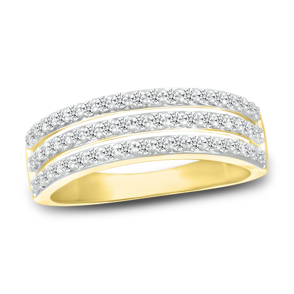 Diamond Triple Row Ring 1/2 ct tw Round 10K Yellow Gold gZslOTzj Diamond Triple Row Ring 1/2 ct tw Round 10K Yellow Gold gZslOTzj