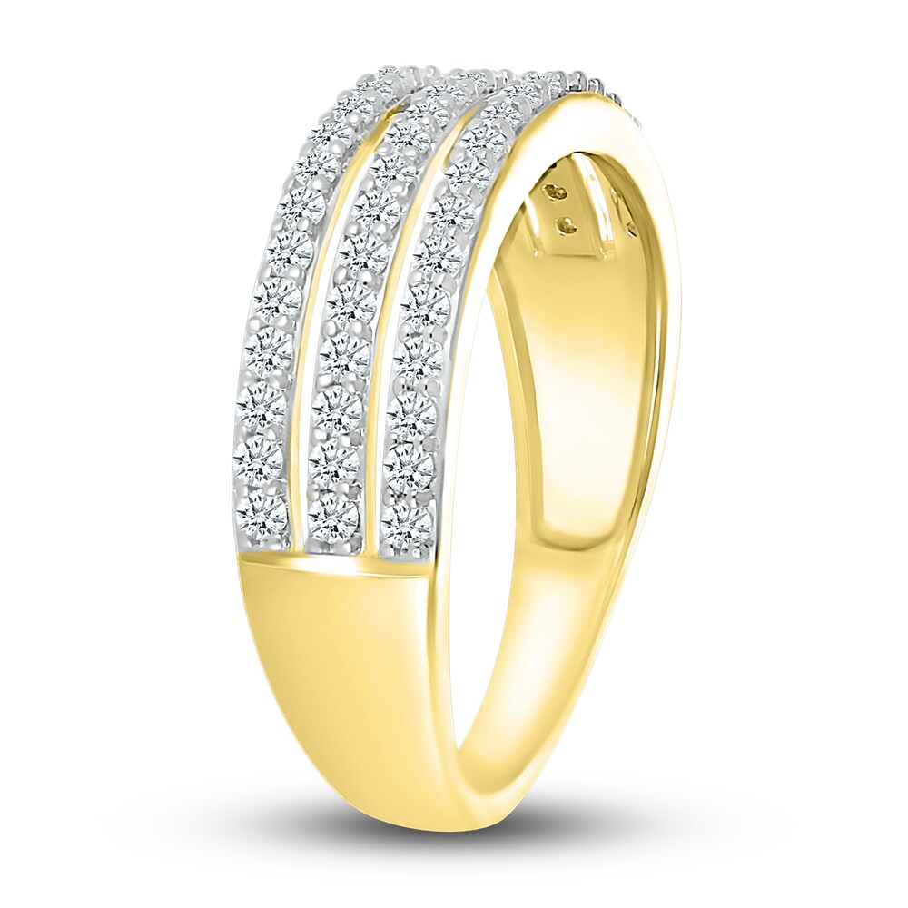 Diamond Triple Row Ring 1/2 ct tw Round 10K Yellow Gold gZslOTzj Diamond Triple Row Ring 1/2 ct tw Round 10K Yellow Gold gZslOTzj